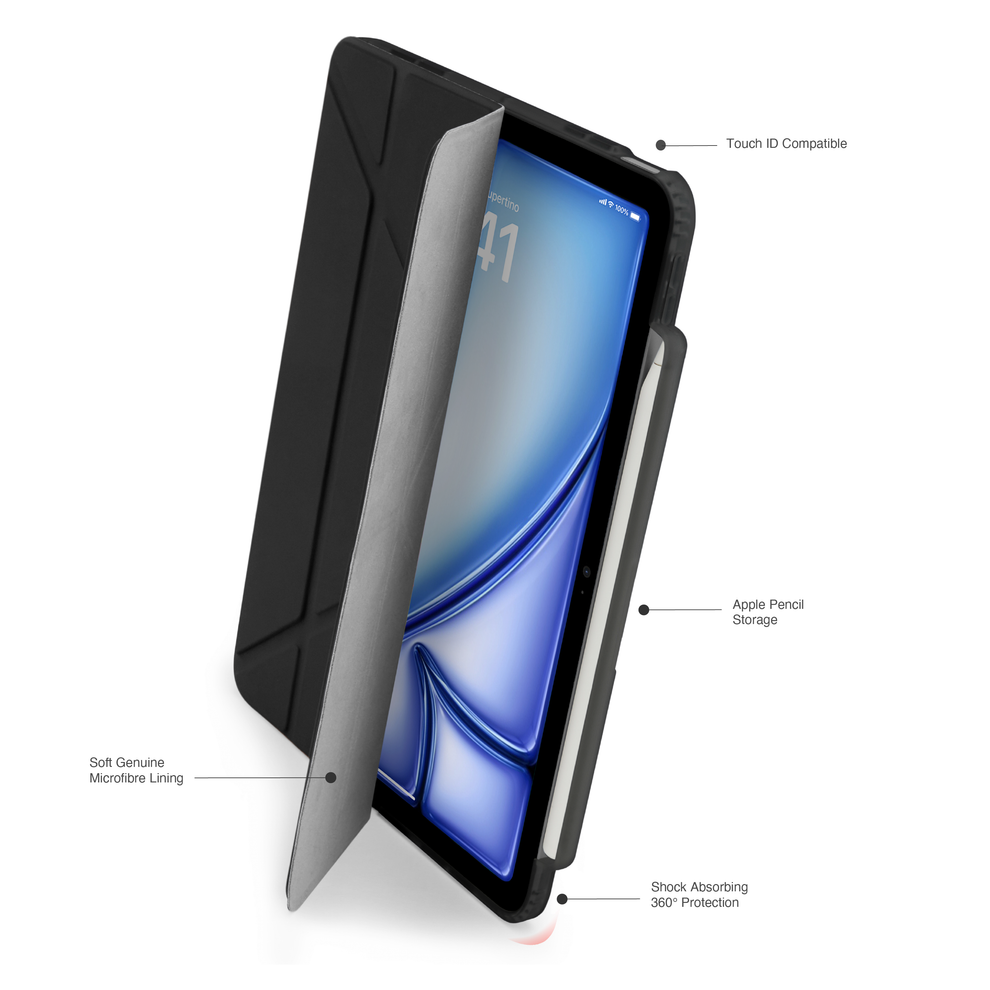 Pipetto Origami Pencil iPad Air 13 吋 (第 3 代,2026,M4) 含筆槽保護殼, 黑