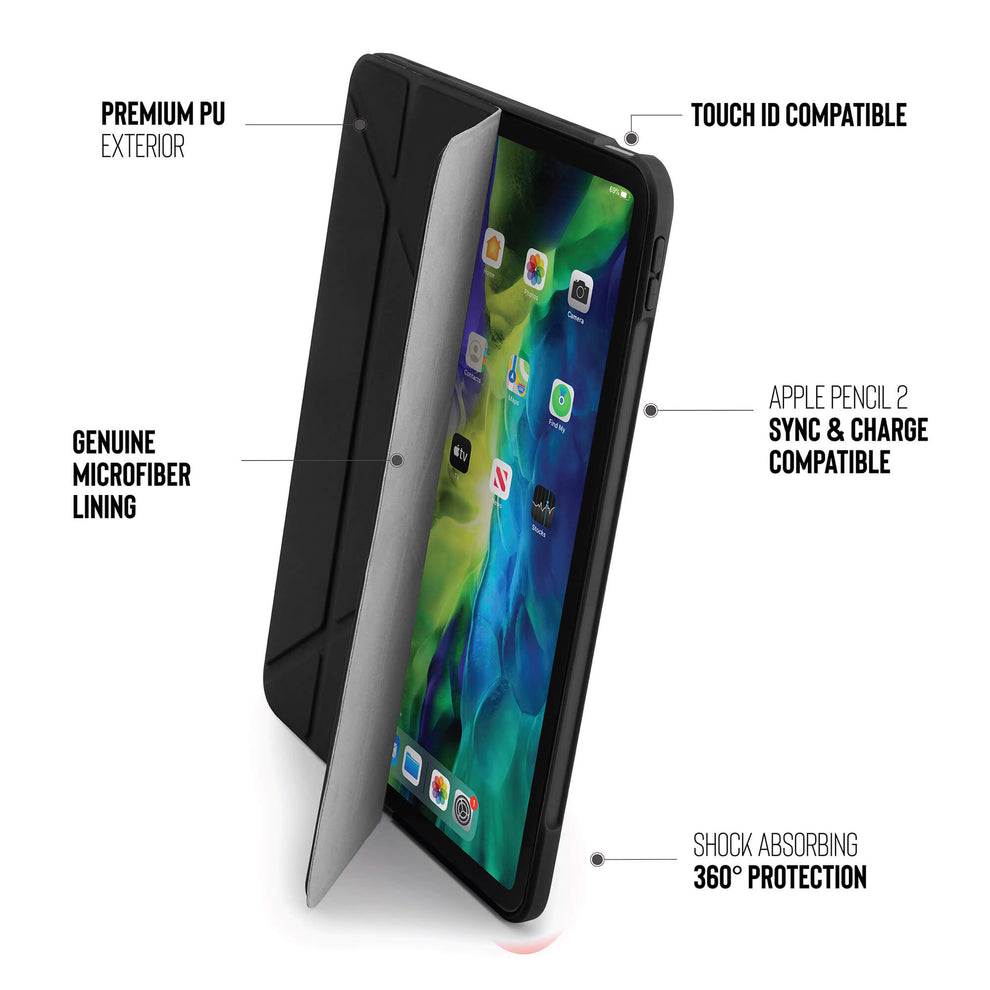 Pipetto Origami TPU iPad Air 10.9 吋 (第 4 代,2020) 多角度支架保護殼, 深灰