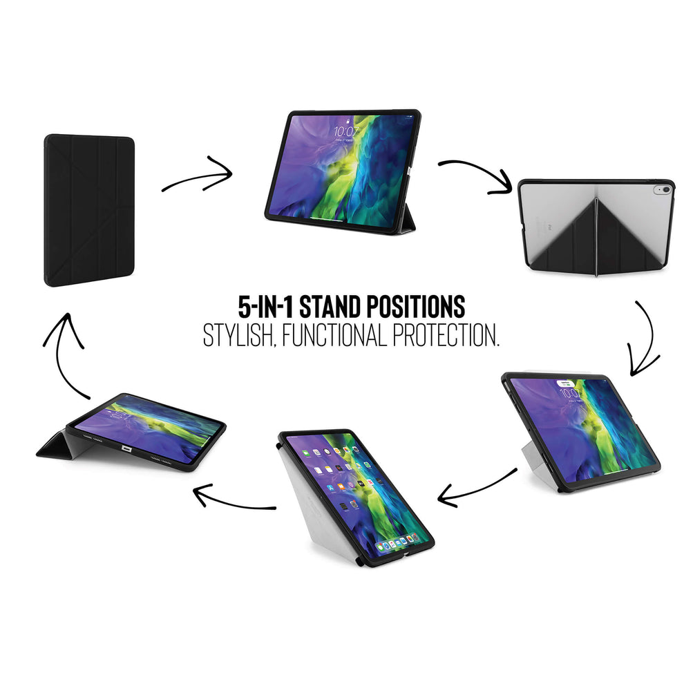 Pipetto Origami TPU iPad Air 10.9 吋 (第 4 代,2020) 多角度支架保護殼, 深灰