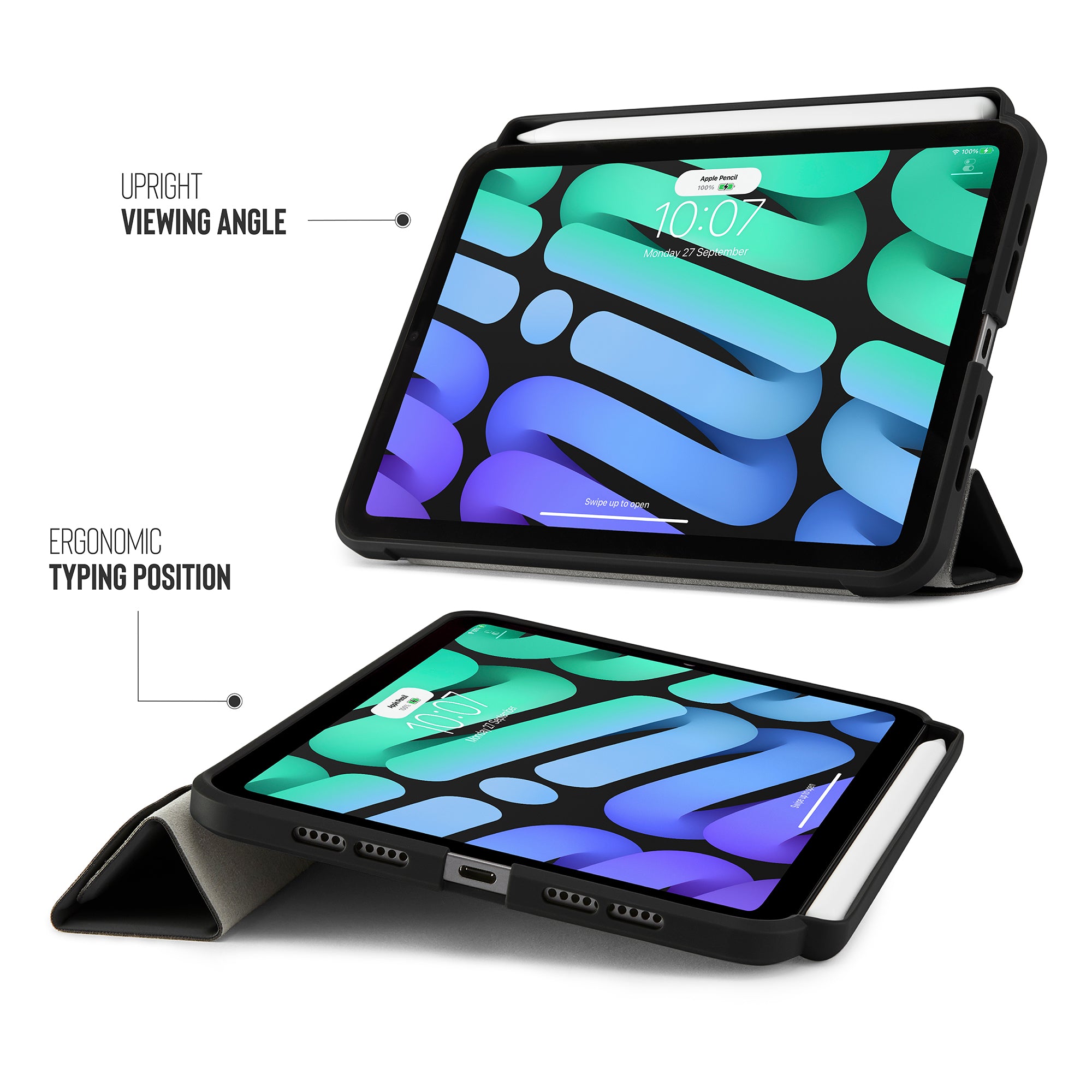 Pipetto - iPad Mini 6 (2021) Origami No3 Pencil Case - Black Pipetto - iPad Mini 6 (2021) Origami No3 Pencil Case - Black