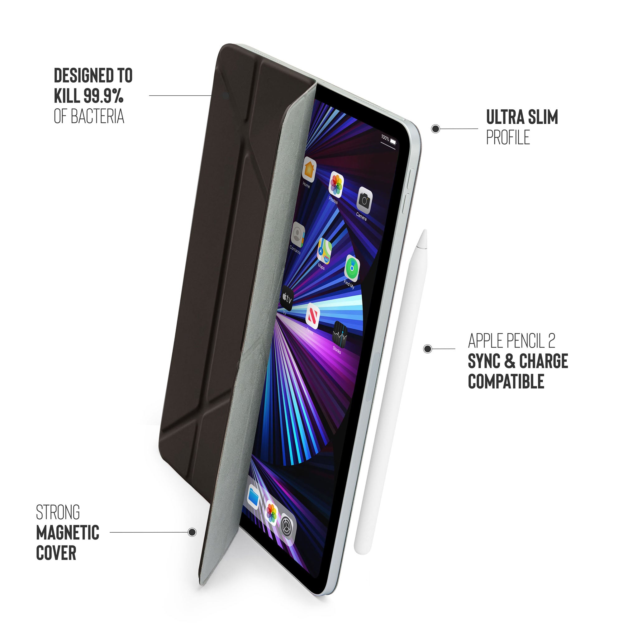 Pipetto - iPad Air 11 (M4/M3/M2) Origami No4 Slim Folio Case - Black