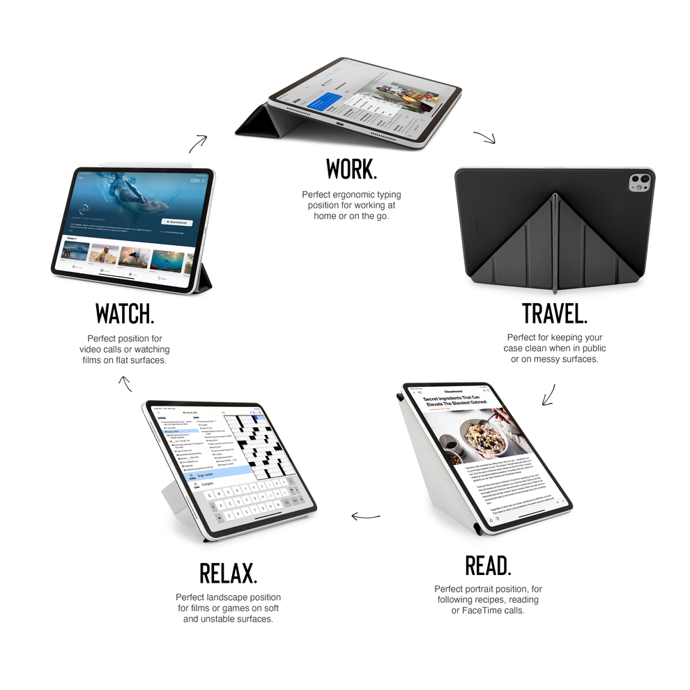 Pipetto Origami Folio iPad Pro 11 吋 (第 5 代,2024,M4) 磁吸式聰穎雙面夾, 黑