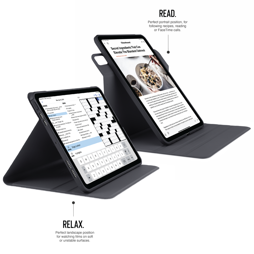 Pipetto Rotating Folio iPad Air 13 吋 (第 3 代,2026,M4) 可旋轉側翻皮套保護殼, 黑