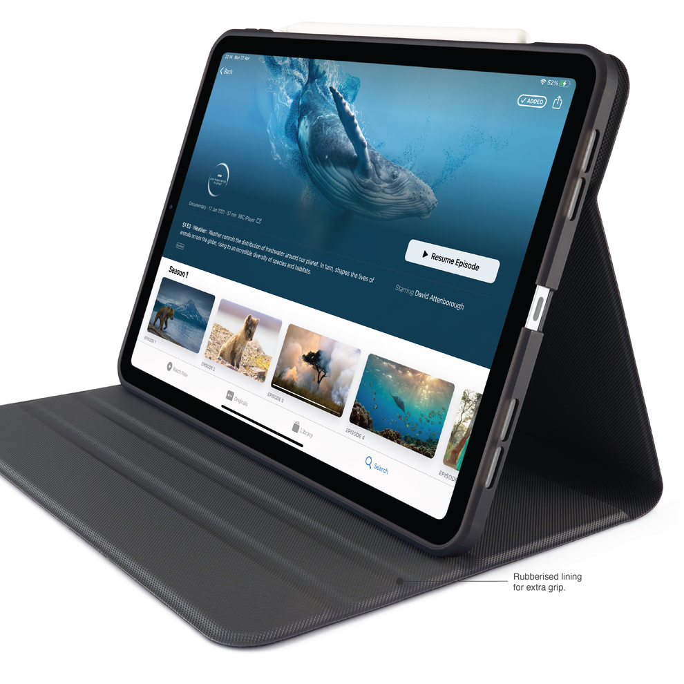 Pipetto Rotating Folio iPad Air 13 吋 (第 3 代,2026,M4) 可旋轉側翻皮套保護殼, 黑